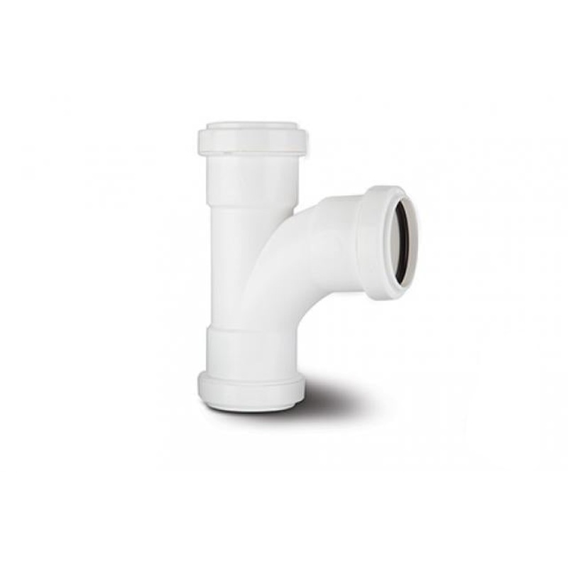 Polypipe Waste Push Fit 40mm 91.25 Swept Tee White WF38