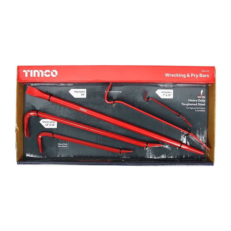 Timco Wrecking & Pry Bar Set 5 Pieces
