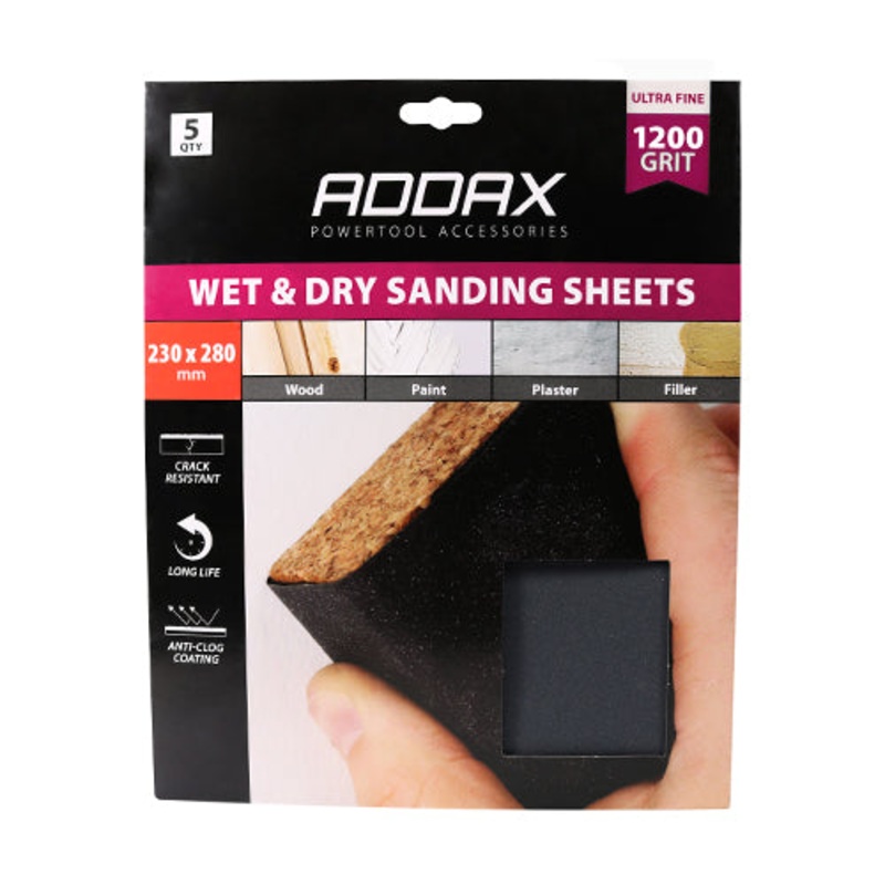 Timco Wet & Dry Sanding Sheets – 1200 Grit – Black 230 x 280mm – 5 Pieces