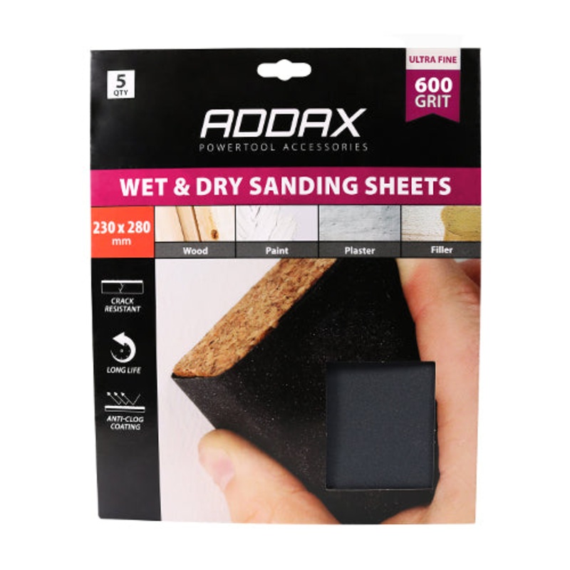 Timco Wet & Dry Sanding Sheets – 600 Grit – Black 230 x 280mm – 5 Pieces