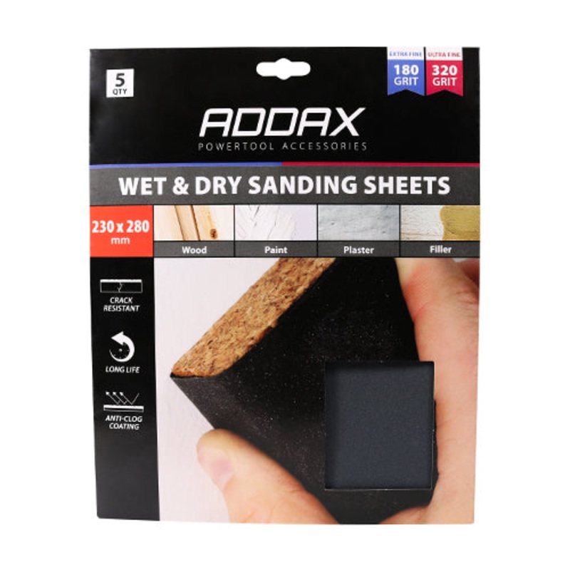 Timco Wet & Dry Sanding Sheets – Mixed – Black 230 x 280mm (180/320) – 5 Pieces