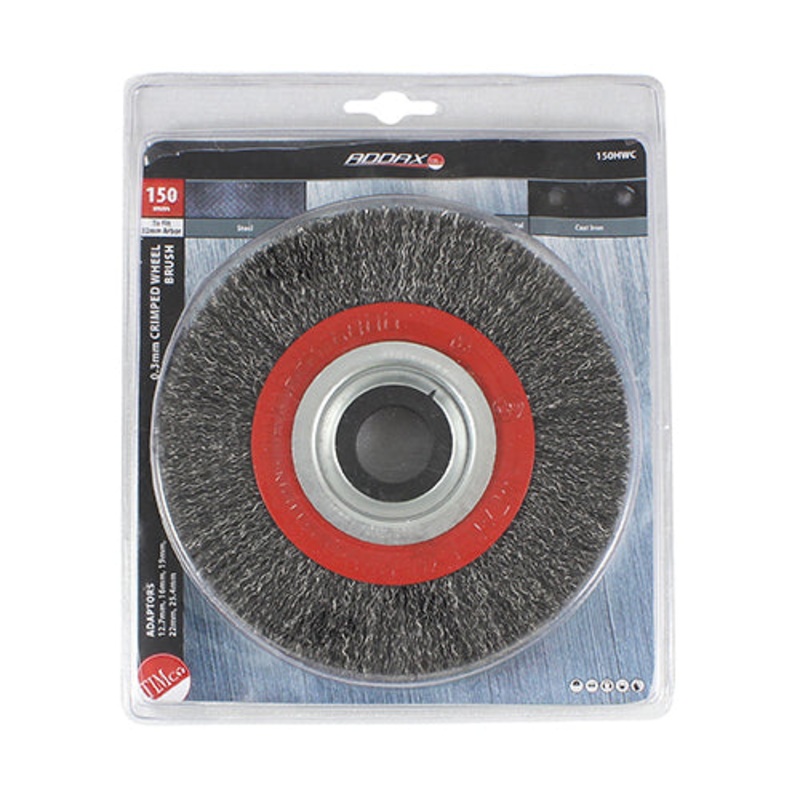 Timco Wheel Brush with Plastic Reducer Set – Crimped Steel Wire 150mm