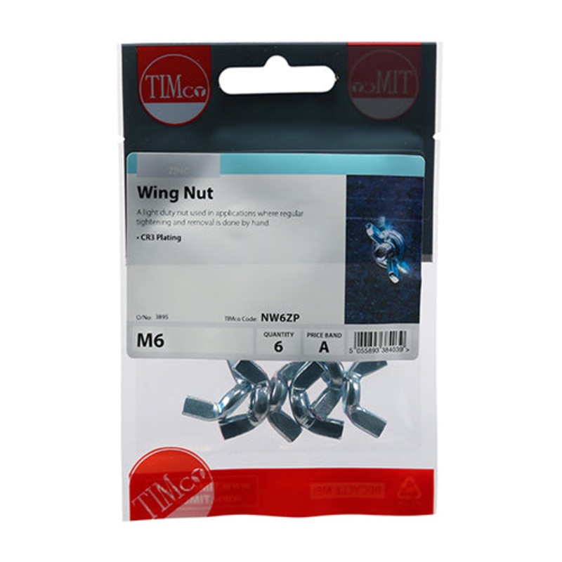 Timco Wing Nuts – Zinc M6 – 6 Pieces