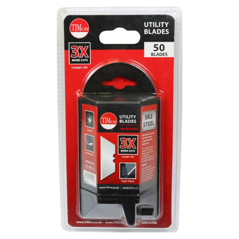 Timco Utility Knife Blades 60 x 19 x 0.6 – 50 Pieces