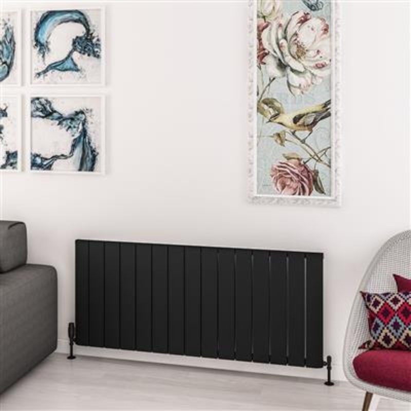 Withington Matt Black Horizontal Aluminium Radiator 600 x 1230mm