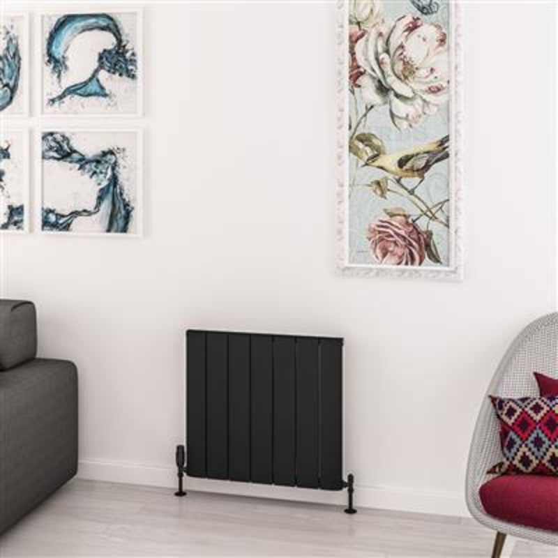 Withington Matt Black Horizontal Aluminium Radiator 600 x 660mm