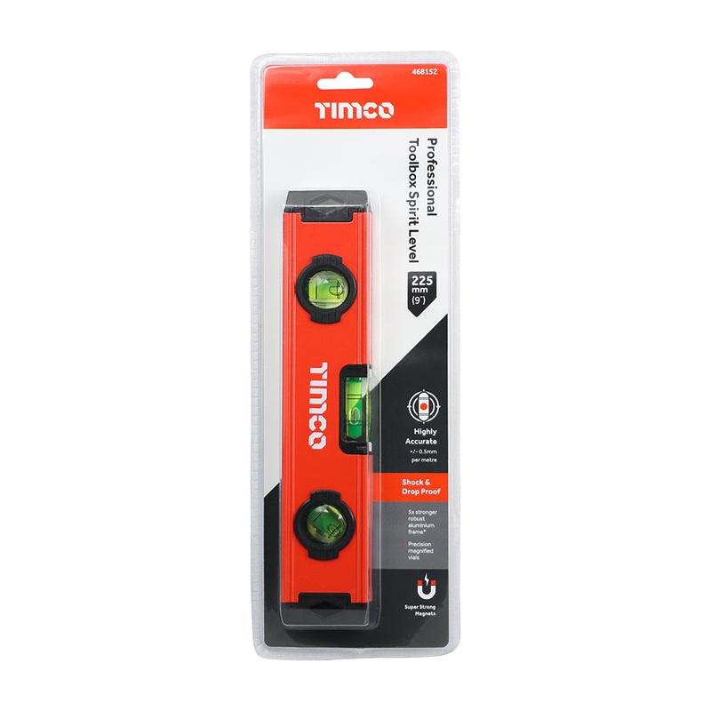 Timco Toolbox Spirit Level – Aluminium 225mm