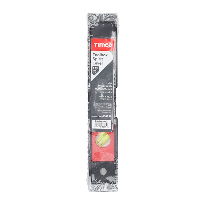 Timco Toolbox Spirit Level – Plastic 225mm