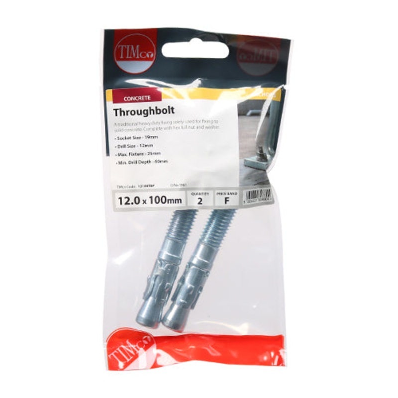 Timco Throughbolts – Zinc M12 x 100