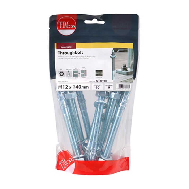 Timco Throughbolts – Zinc M12 x 140 – 10 Pieces