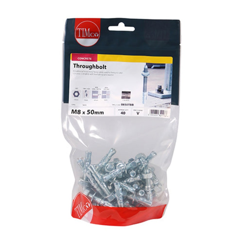 Timco Throughbolts – Zinc M8 x 50 – 40 Pieces