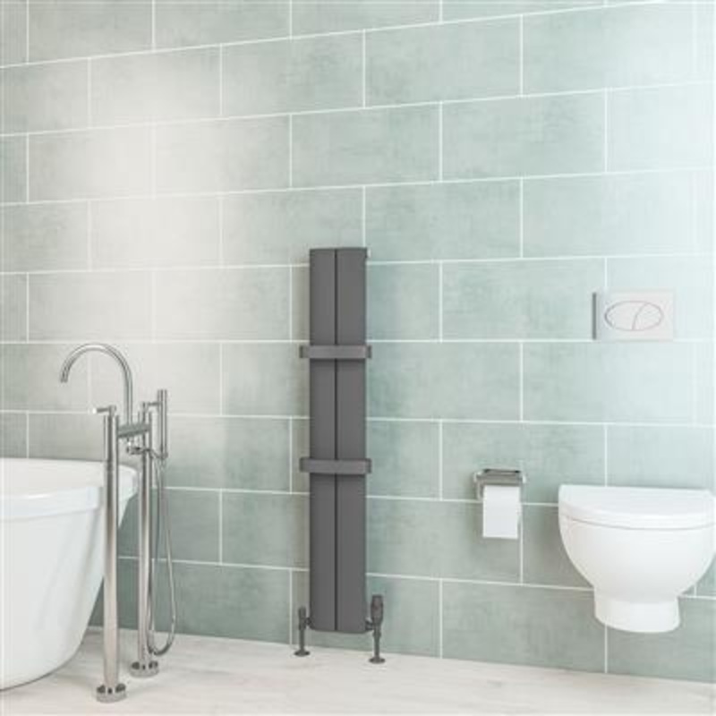 Berlini Matt Anthracite Vertical Aluminium Radiator 1200 x 185mm