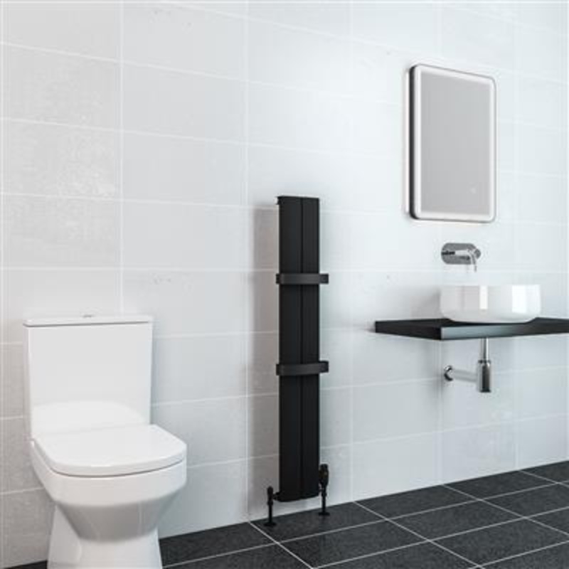Berlini Matt Black Vertical Aluminium Radiator 1200 x 185mm