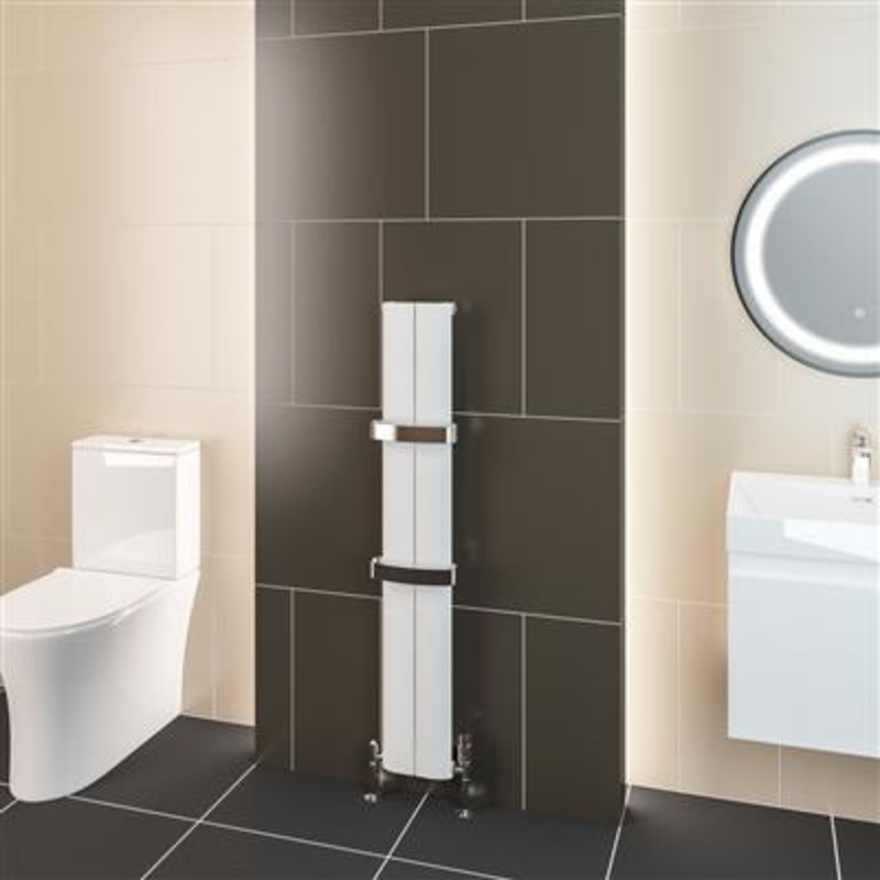 Berlini Matt White Vertical Aluminium Radiator 1200 x 185mm