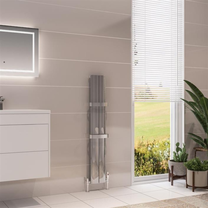Berlini Polished Vertical Aluminium Radiator 1200 x 185mm