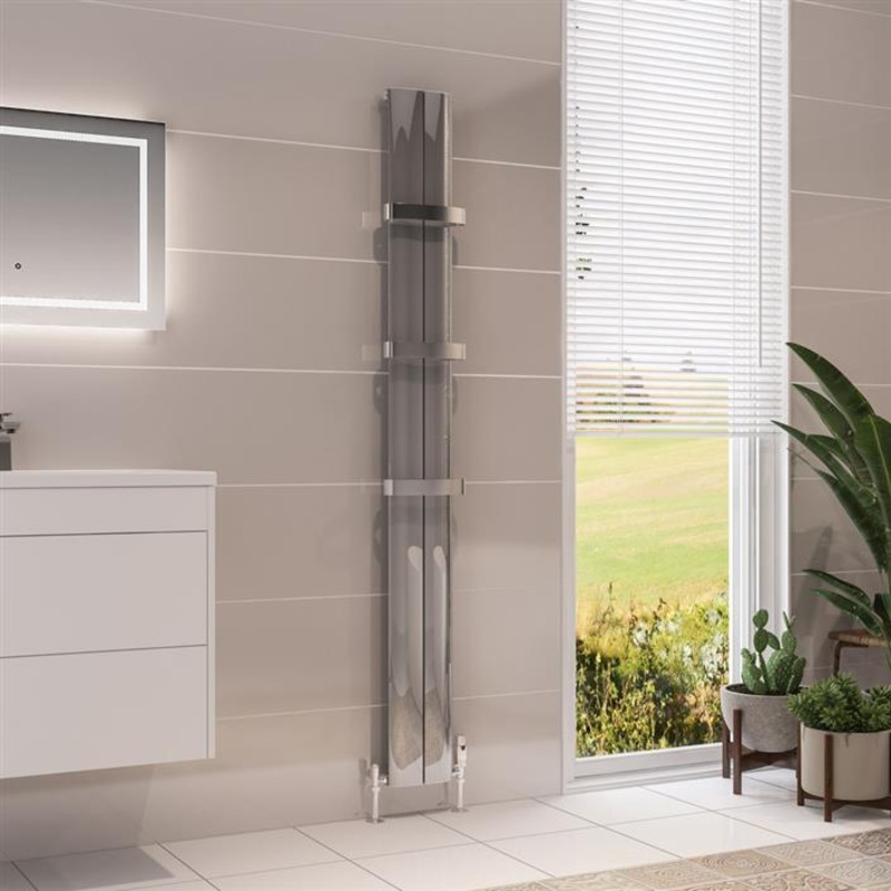 Berlini Polished Vertical Aluminium Radiator 1800 x 185mm