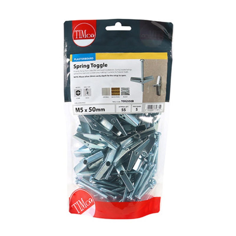 Timco Spring Toggles – Zinc M5 x 50 – 55 Pieces