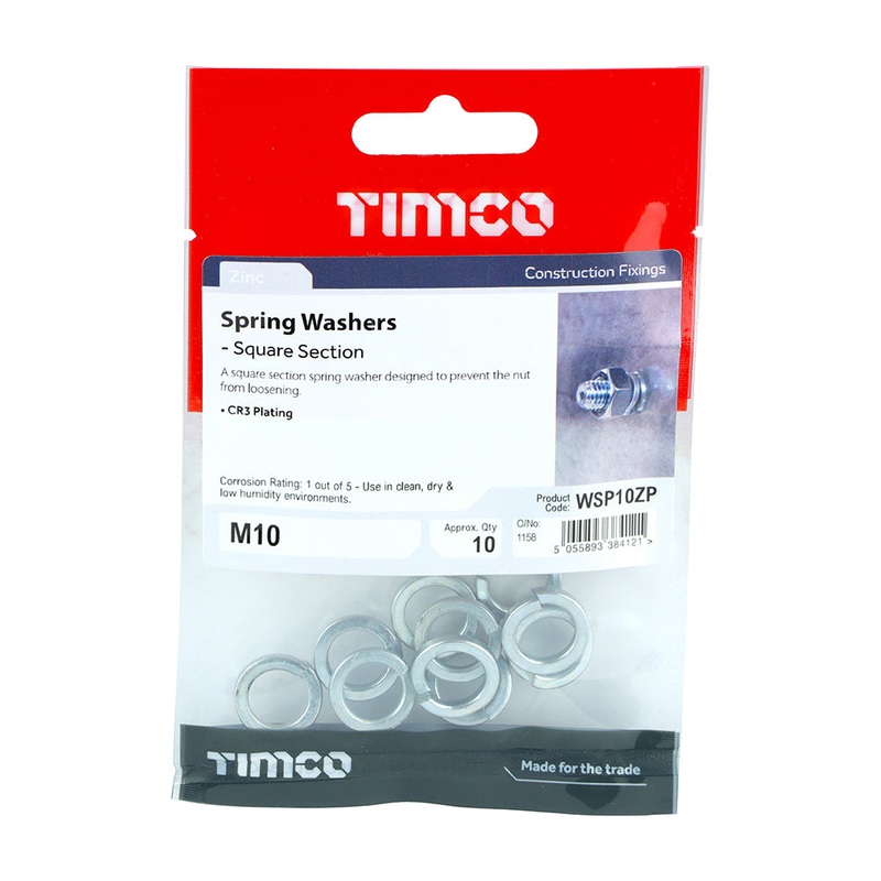 Timco Spring Washers – Zinc M10 – 10 Pieces