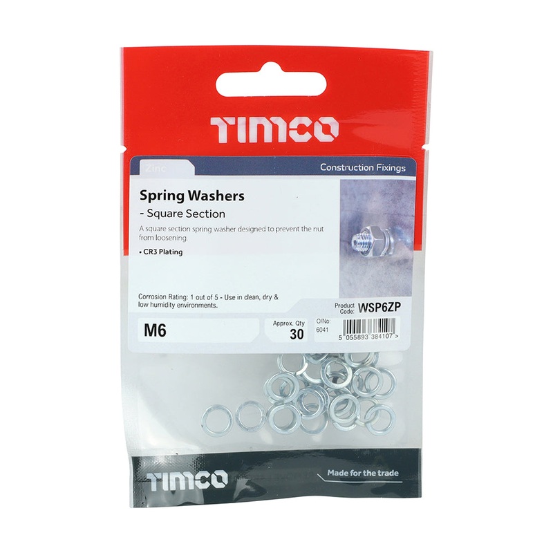 Timco Spring Washers – Zinc M6 – 30 Pieces