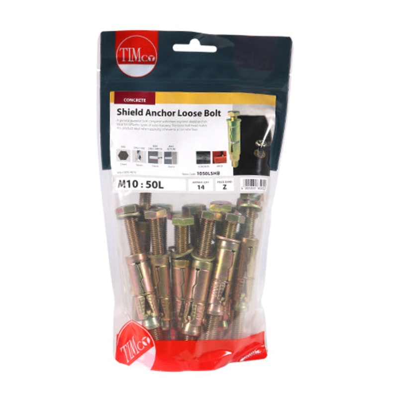 Timco Shield Anchor Loose Bolts – Yellow M10:50L (M10 x 110) – 14 Pieces