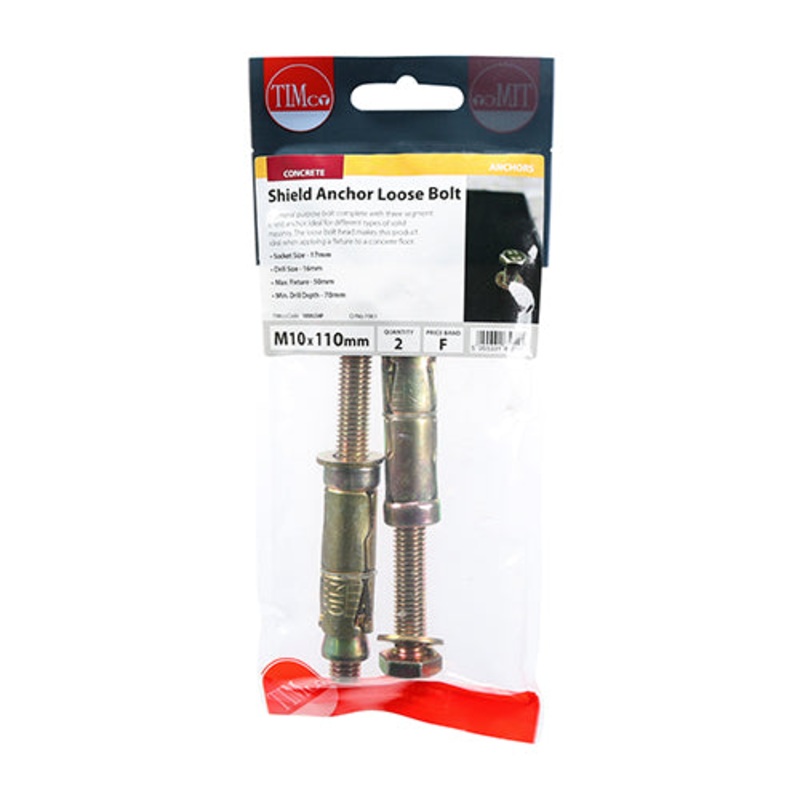 Timco Shield Anchor Loose Bolts – Yellow M10:50L (M10 x 110)