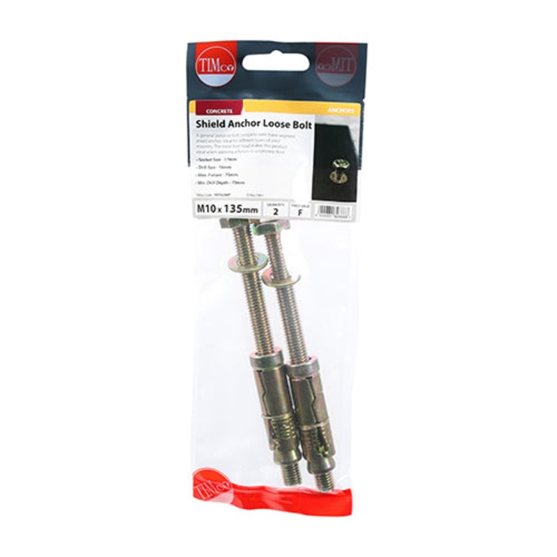 Timco Shield Anchor Loose Bolts – Yellow M10:75L (M10 x 135)