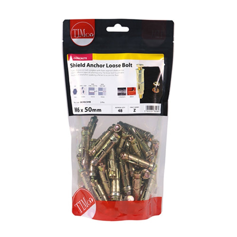 Timco Shield Anchor Loose Bolts – Yellow M6:10L (M6 x 50) – 48 Pieces