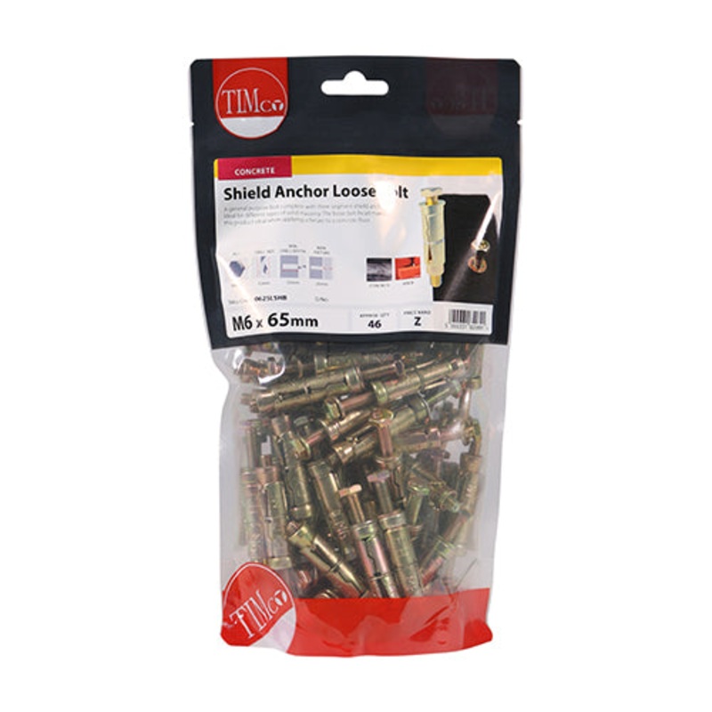 Timco Shield Anchor Loose Bolts – Yellow M6:25L (M6 x 65) – 46 Pieces