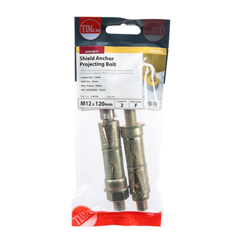 Timco Shield Anchor Projecting Bolts – Yellow M12:30P (M12 x 120)