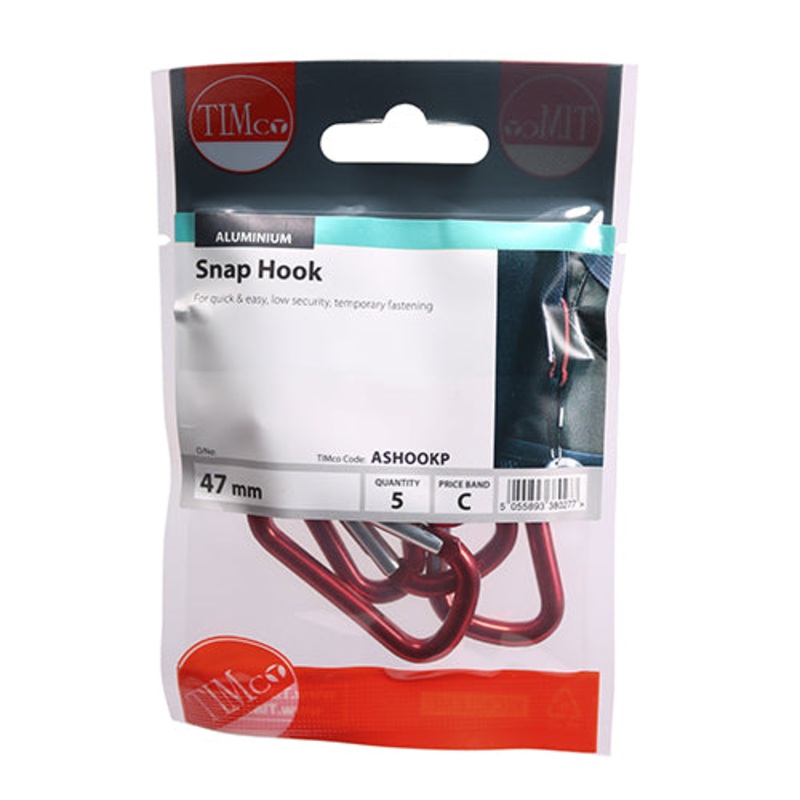 Timco Snap Hooks – Aluminium 47mm – 5 Pieces