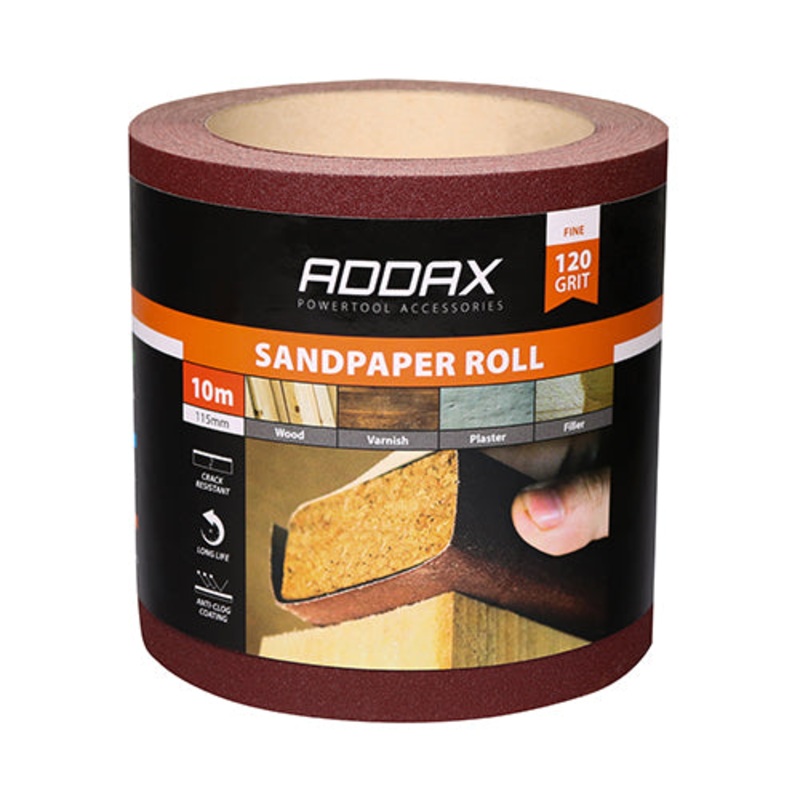Timco Sandpaper Roll – 120 Grit – Red 115mm x 10m