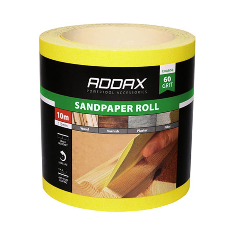 Timco Sandpaper Roll – 60 Grit – Yellow 115mm x 10m