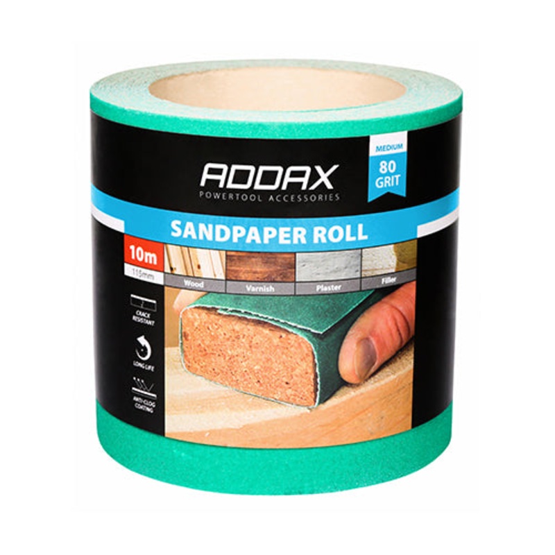 Timco Sandpaper Roll – 80 Grit – Green 115mm x 10m