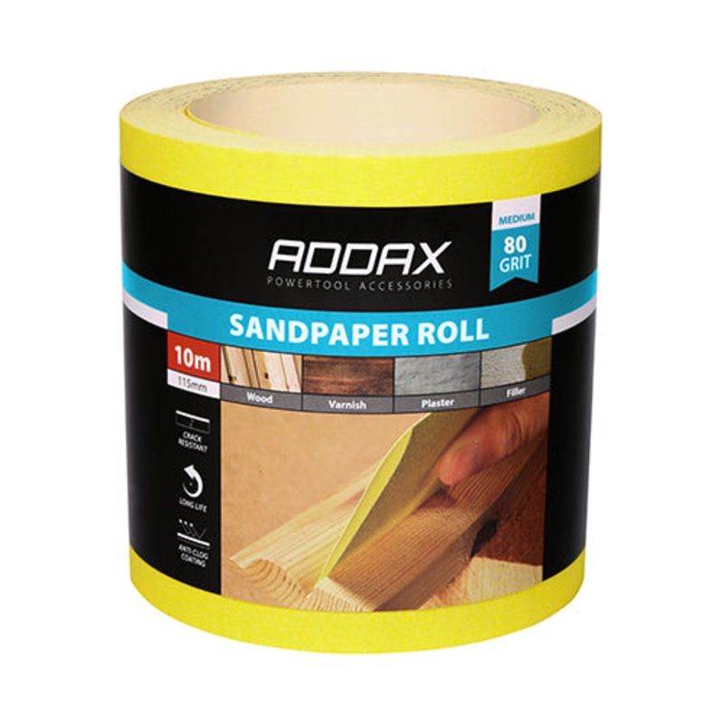 Timco Sandpaper Roll – 80 Grit – Yellow 115mm x 10m