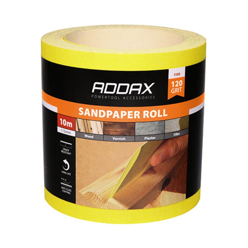 Timco Sandpaper Roll – 120 Grit – Yellow 115mm x 10m