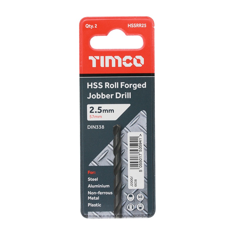 Timco Roll Forged Jobber Drills – HSS 2.5mm – 10 Pieces