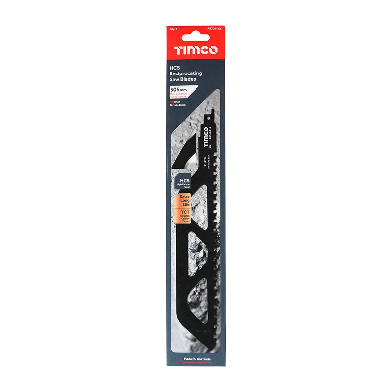 Timco Reciprocating Saw Blades – Block / Brick Cutting – Tungsten Carbide Tipped Blade S1243HM