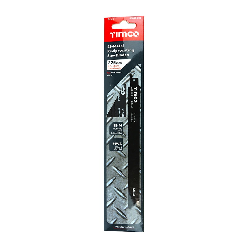 Timco Reciprocating Saw Blades – Metal Cutting – Bi-Metal S1122AF – 5 Pieces