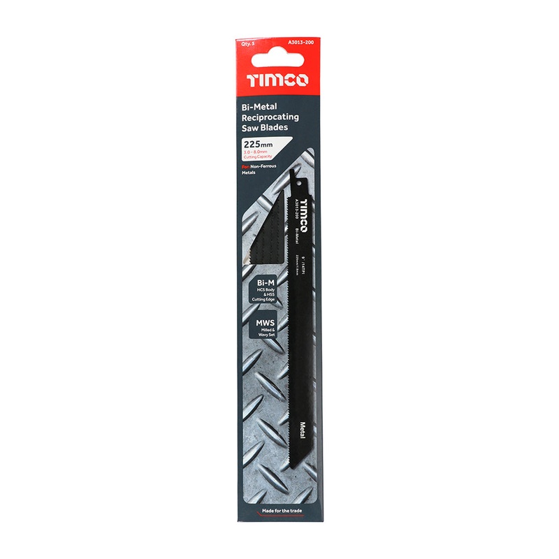 Timco Reciprocating Saw Blades – Metal Cutting – Bi-Metal S1122BF – 5 Pieces