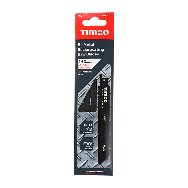 Timco Reciprocating Saw Blades – Metal Cutting – Bi-Metal S922AF – 5 Pieces