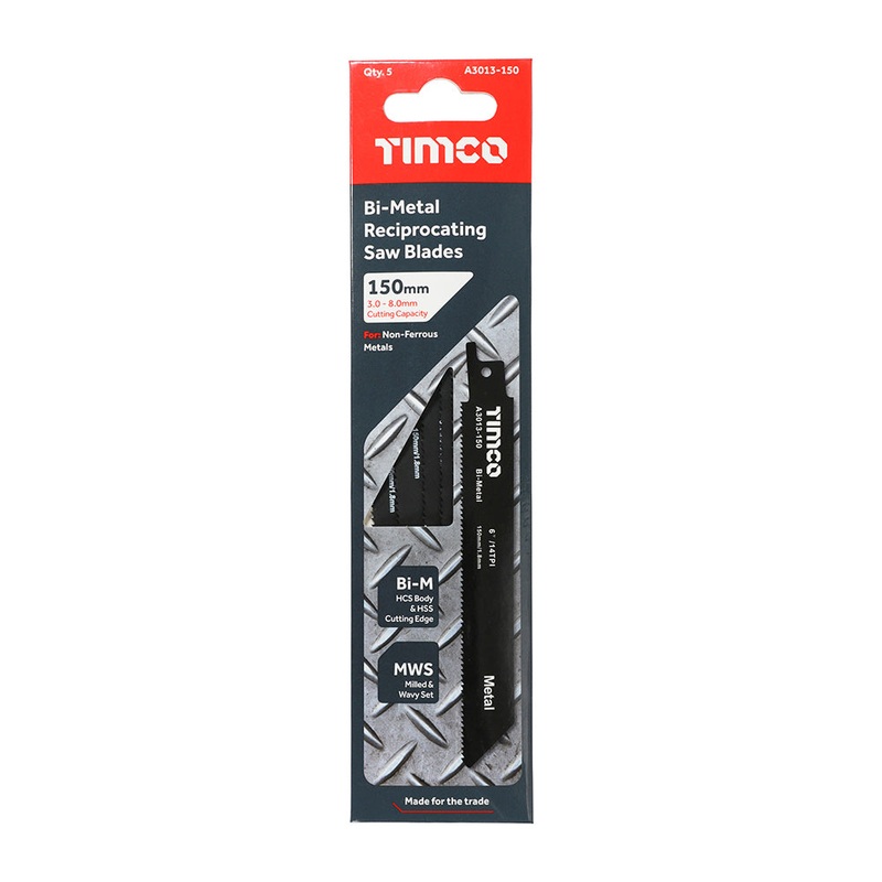 Timco Reciprocating Saw Blades – Metal Cutting – Bi-Metal S922BF – 5 Pieces
