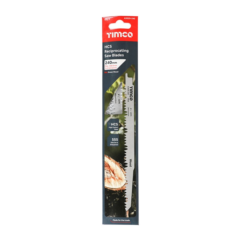 Timco Reciprocating Saw Blades – Wood Cutting – High Carbon Steel S1531L – 5 Pieces