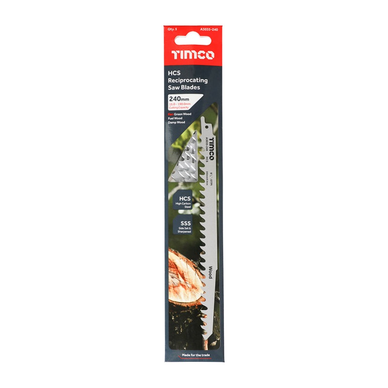 Timco Reciprocating Saw Blades – Wood Cutting – High Carbon Steel S1542K – 5 Pieces