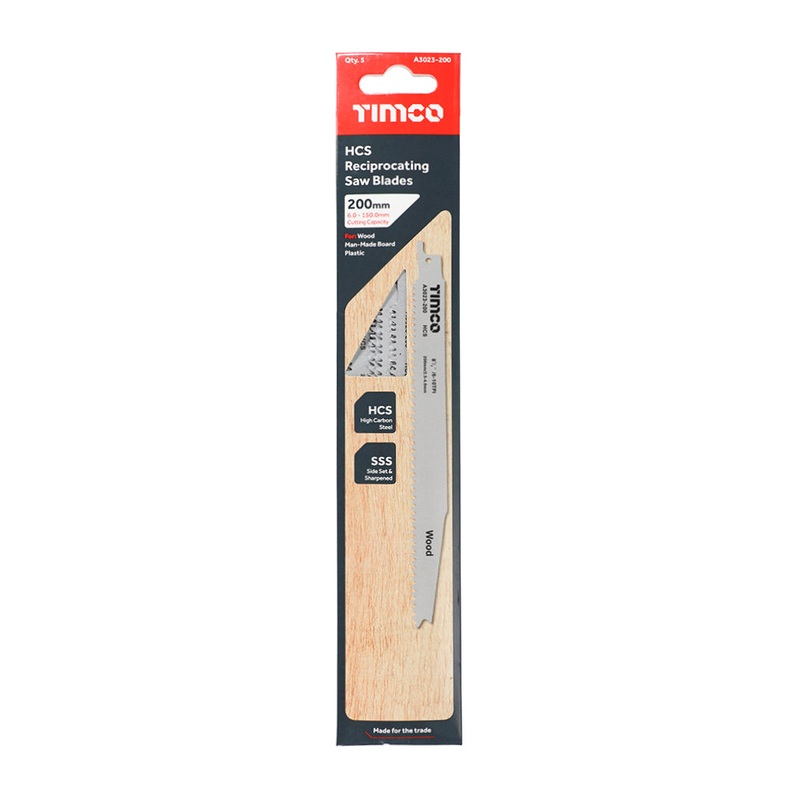 Timco Reciprocating Saw Blades – Wood Cutting – High Carbon Steel S2345X – 5 Pieces