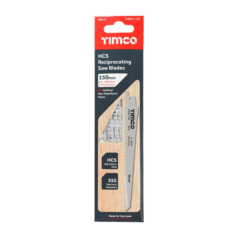 Timco Reciprocating Saw Blades – Wood Cutting – High Carbon Steel S644D – 5 Pieces