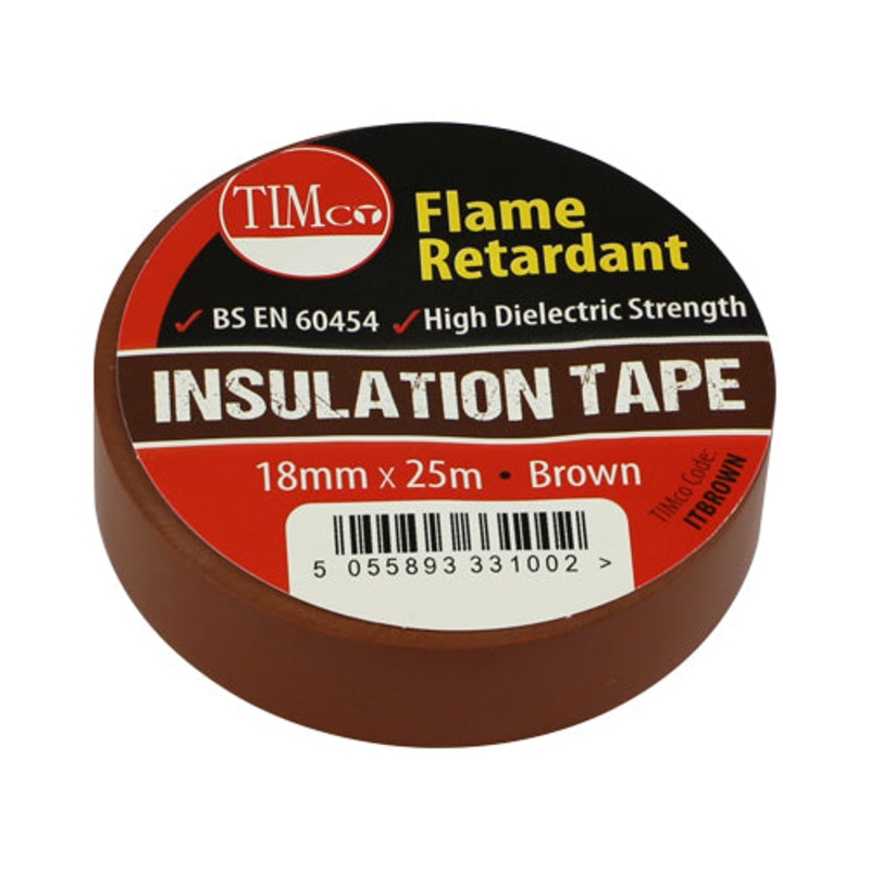 Timco PVC Insulation Tape – Brown 25m x 18mm – 10 Pieces