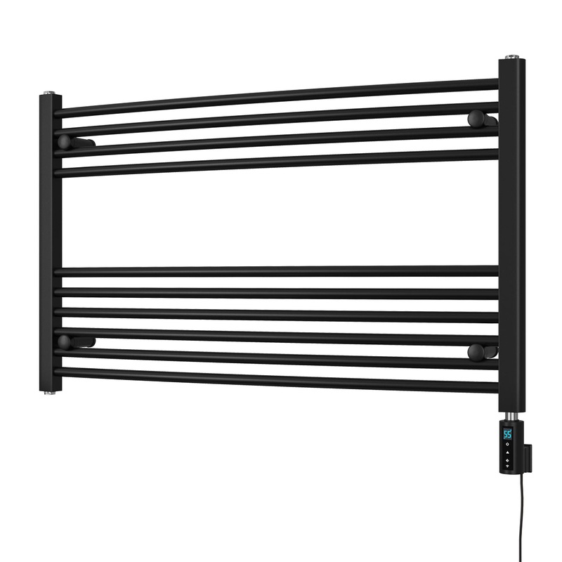 Zennor – Black Electric Towel Rail H600mm x W1000mm Curved 300w Thermostatic WIFI
