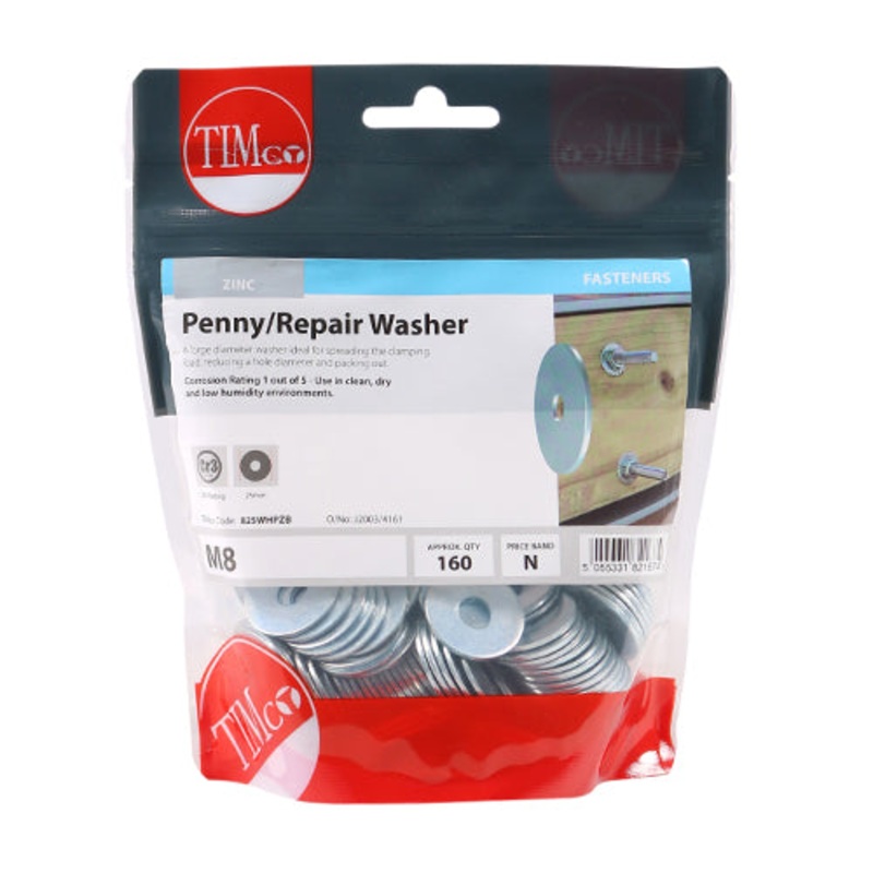 Timco Penny / Repair Washers – Zinc M8 x 25 – 160 Pieces