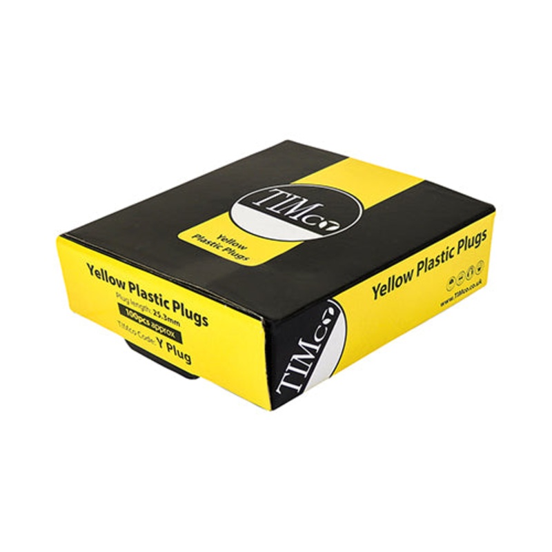 Timco Plastic Plugs – Yellow 25mm – 100 Pieces
