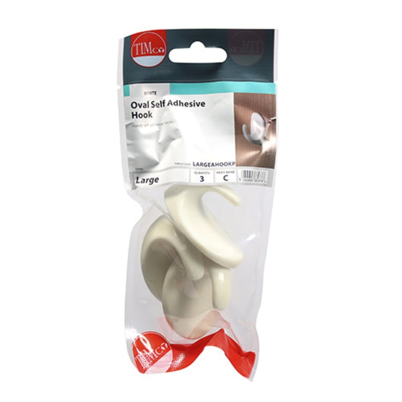 Timco Oval Self-Adhesive Hooks – Large 57 x 42.5 – 3 Pieces